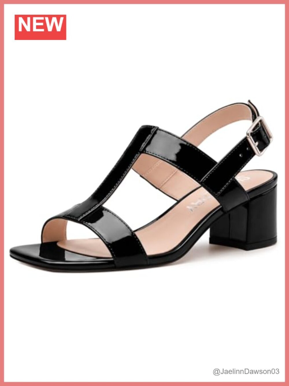 Women's Low Chunky Block Heeled Sandals Square Open Toe Ankle Strap